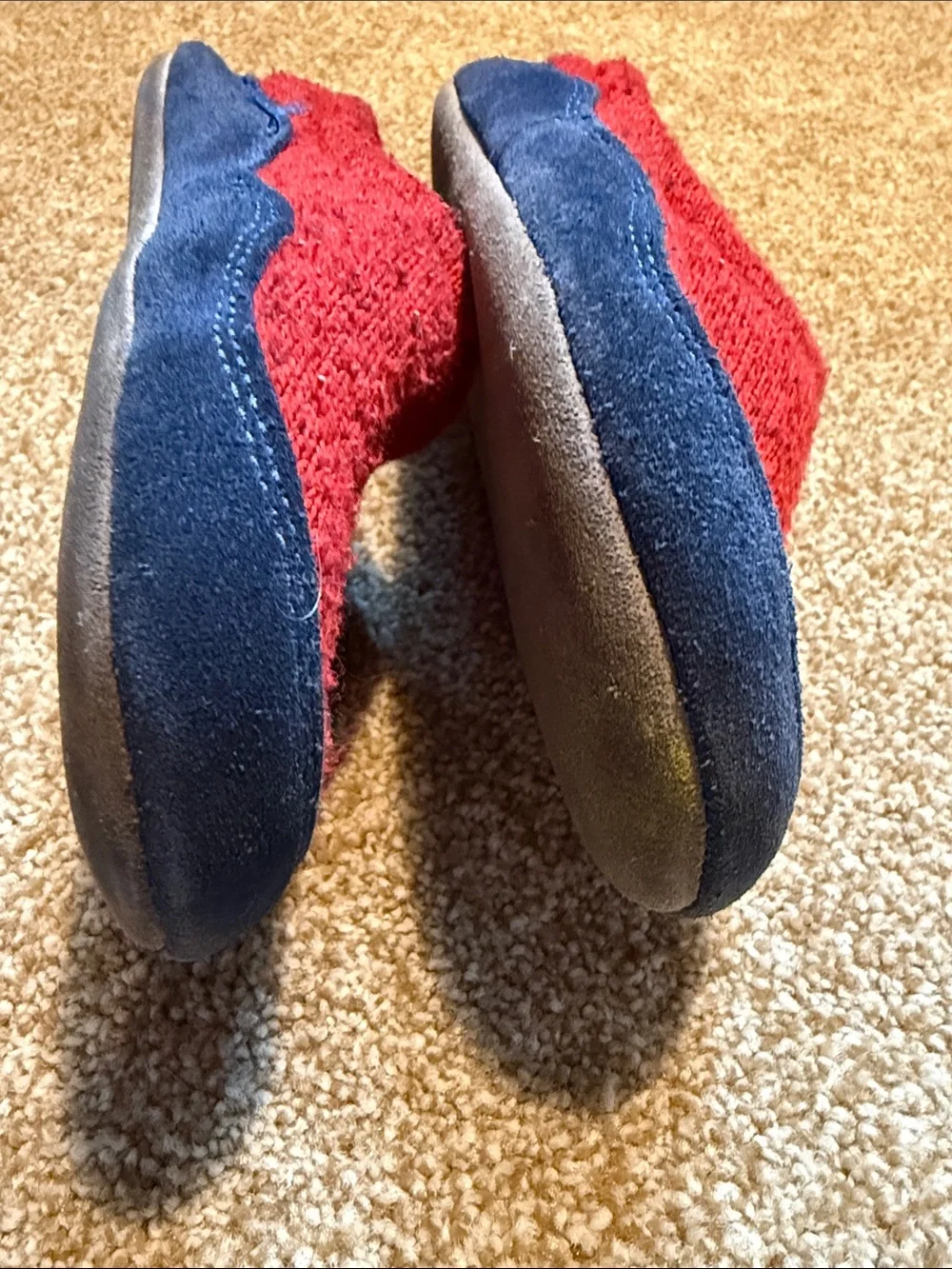 LL Bean fleece Kids Red Cozy Slip-On Shoes 12-13